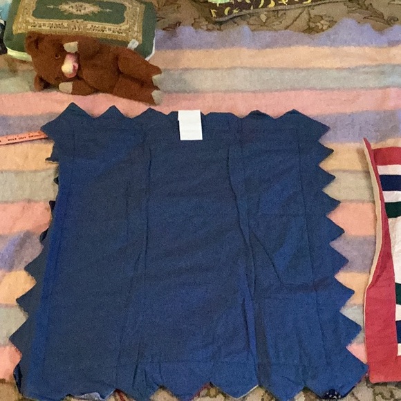 🌹 Sham CHAMBRAY QUILTED PILLOWCASE 21x27 AMAZING Pointed Details Navy & Red - Picture 2 of 16